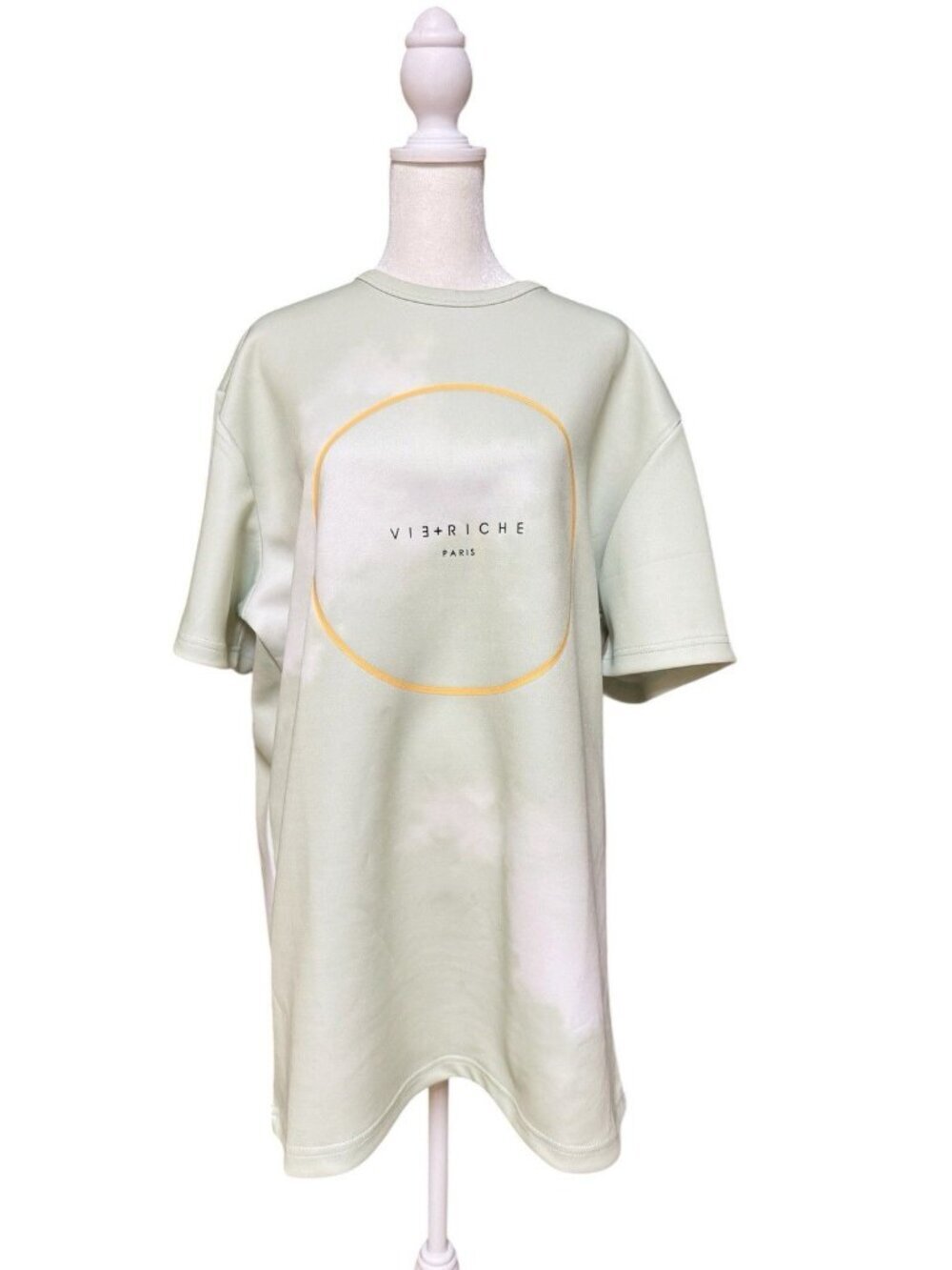VIER RICHE Paris T Shirt Dress XL Green Minimalist Short Sleeve